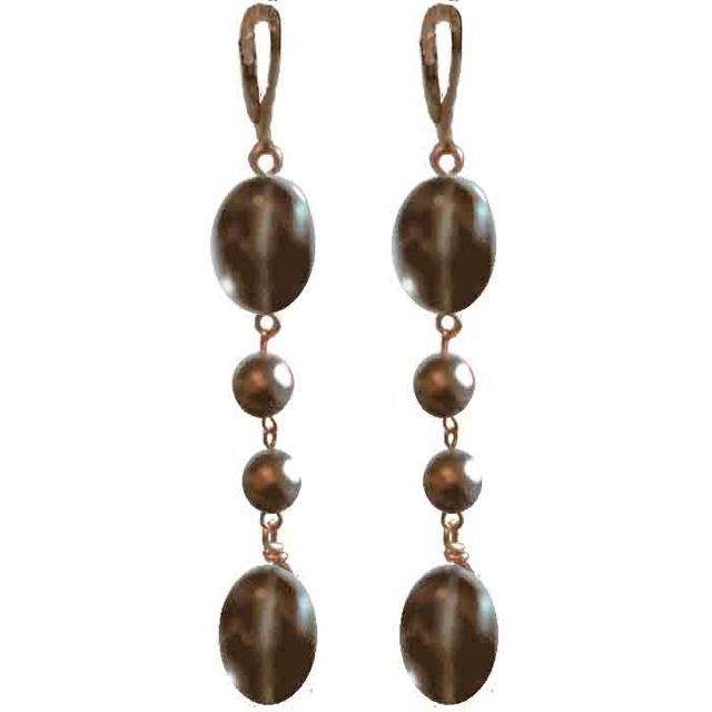 717 - BO Pendantes Laiton doré or fin, Quartz fumé et pyrite - € 44,00