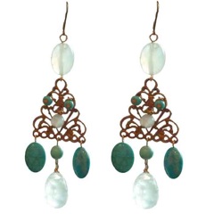 707 - BO Triangle Viconti Laiton doré, howitte et Aventurine - € 60,00