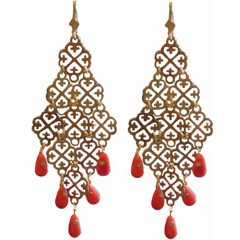 711 - BO Arabesque Visconti Laiton doré, Corail bamboo - € 35,00
