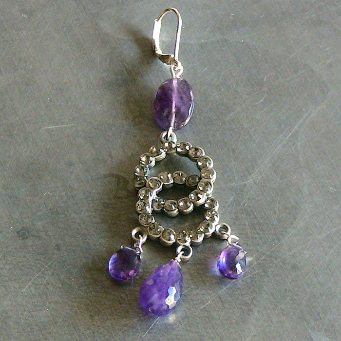 393- BO Anneaux, Strass et Améthystes - € 45,00