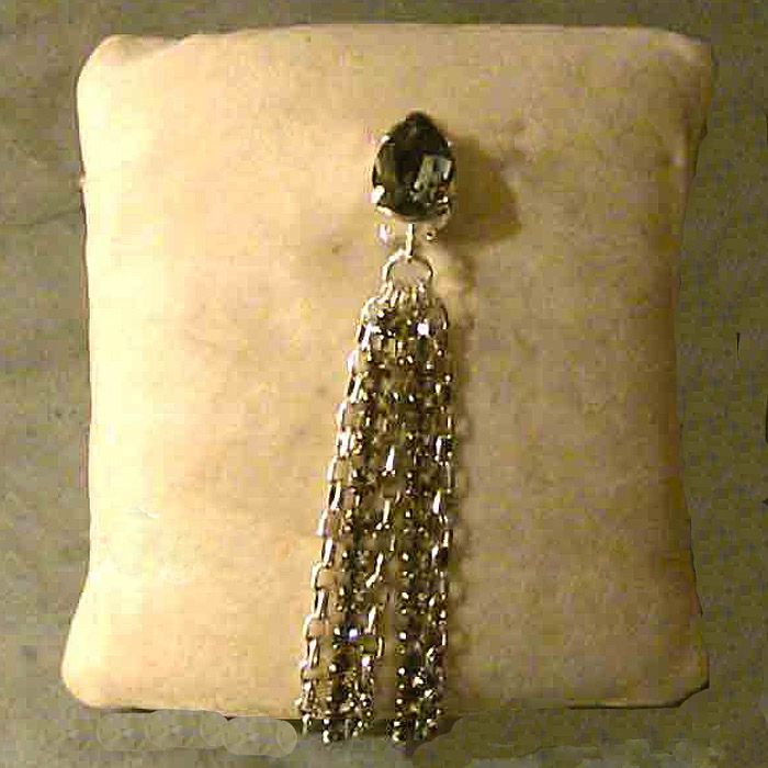 622 - BO Frange chaine laiton argenté et Cristal Svarowski - € 49,00
