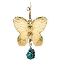 441 - BO Papillon doré18Krt, Turquoise - € 33,00